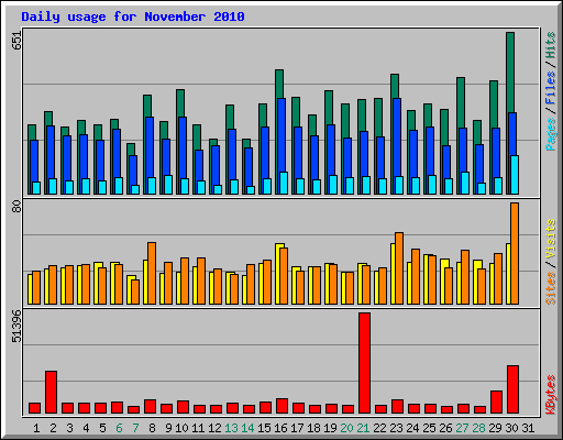 Daily usage for November 2010