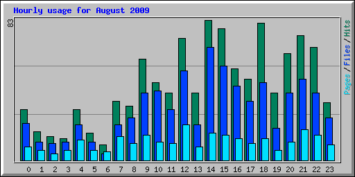 Hourly usage for August 2009