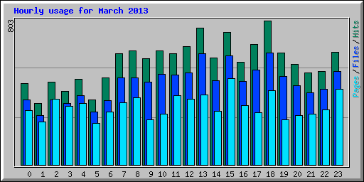 Hourly usage for March 2013